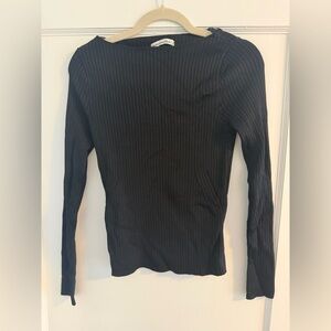 Abercrombie NWT Black Ribbed Boatneck Long Sleeve Top
